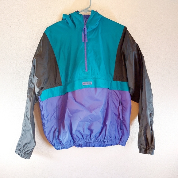 VINTAGE COLUMBIA RADIAL SLEEVE WINDBREAKER MENS MEDIUM BRIGHT COLORS